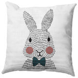 Monochrome Bunny Easter Decorative Lumbar Pillow, Ligonberry Red, 14x20"