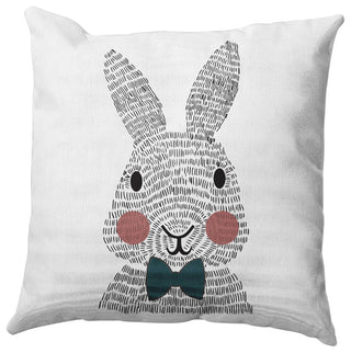 Monochrome Bunny Easter Decorative Lumbar Pillow, Ligonberry Red, 14x20"