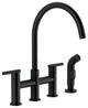 Parma Two Handle Bridge Kitchen Faucet With Sidespray, Satin Black
