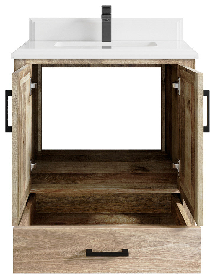 Malibu Mango 30 Single Sink Bath Vanity in White Washed 1.5" White Quartz