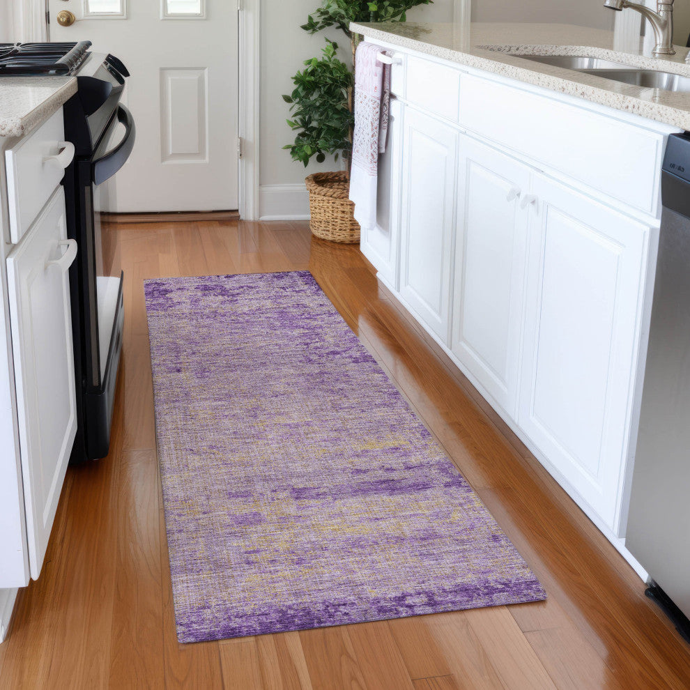 Machine Washable Indoor/Outdoor Chantille ACN1901 Purple 2'3" x 7'6" Runner Rug