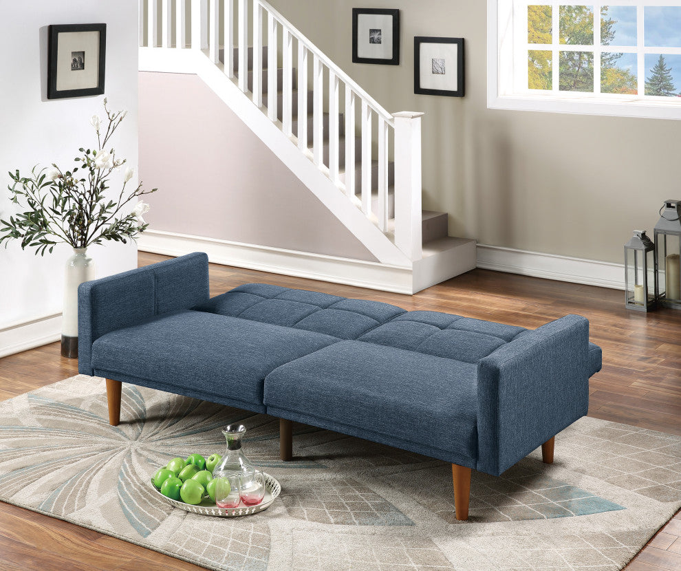 Black Linen-Like Fabric Adjustable Sofa, Navy