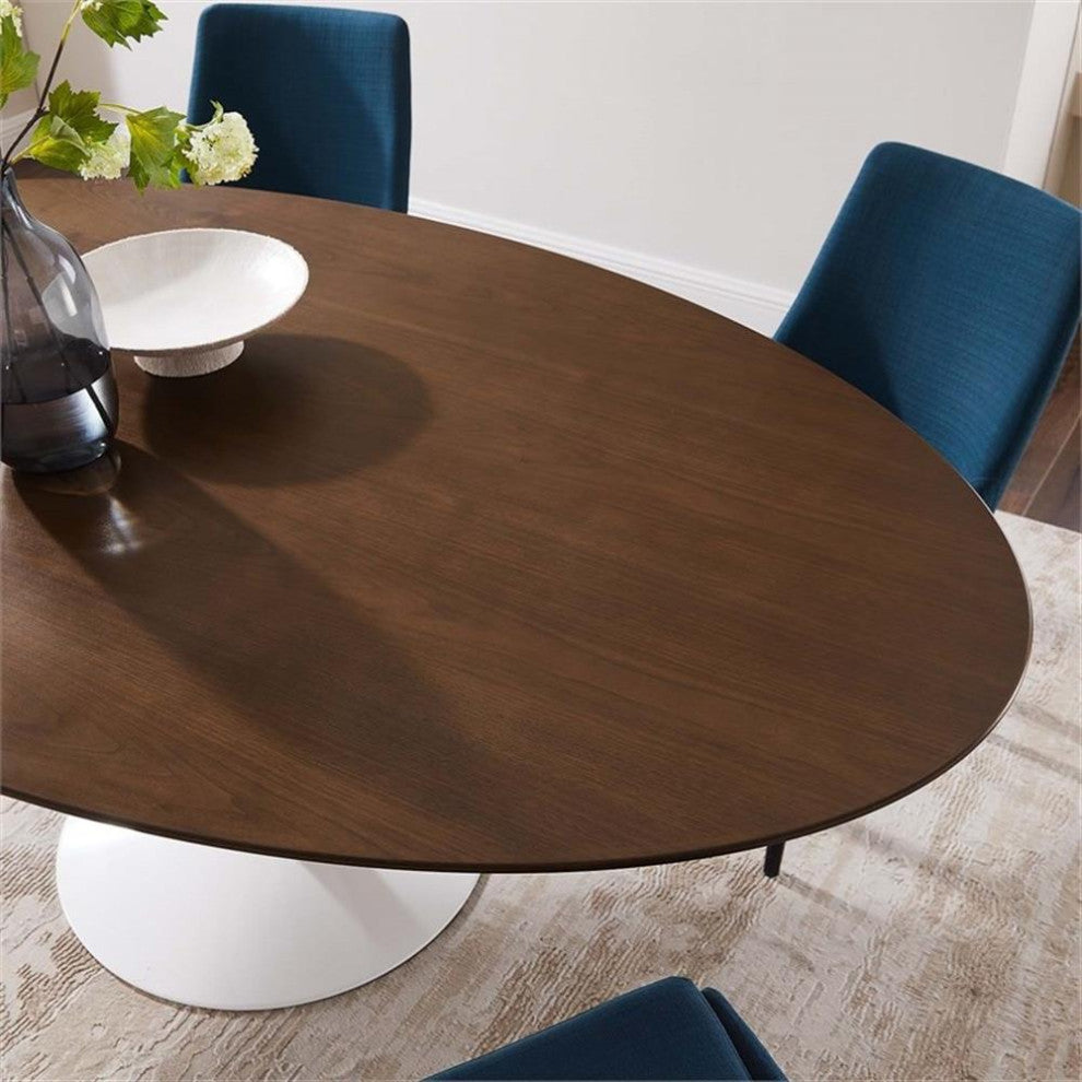 Lippa 78" Oval Wood Dining Table, Walnut