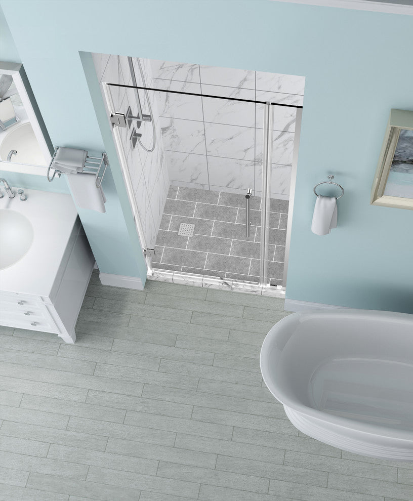 Belmore 29.25"-30.25"x72" Frameless Hinged Shower Door, Chrome