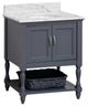 Beverly 30" Bathroom Vanity, Marine Gray, Carrara Marble