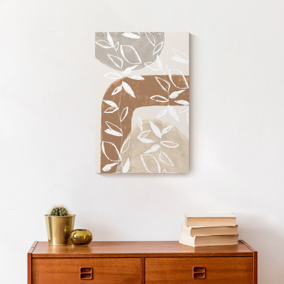 Abstract Neutral Flowers 12x18 Canvas Wall Art