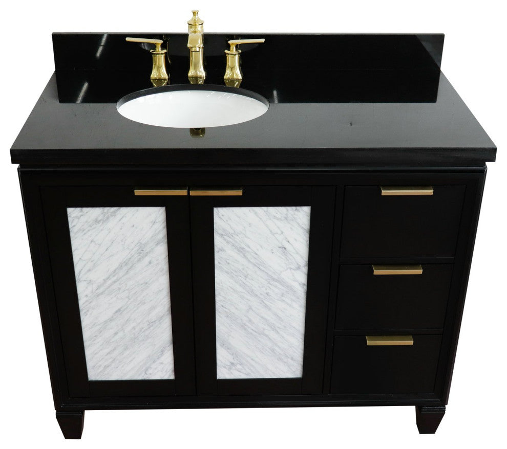 43" Single Vanity, Black Finish With Black Galaxy