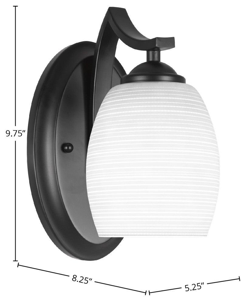 Zilo Wall Sconce Shown, Matte Black Finish With 5" White Matrix Glass