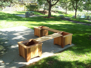 T&L Three Planter, Two Bench Set, Cedar Tone, Cedar Tone
