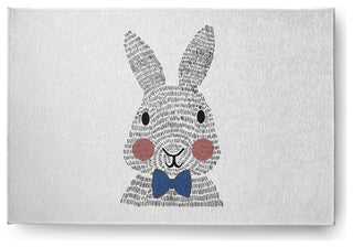 4' x 6' Bow-tie Bunny Easter Chenille Indoor/Outdoor Rug