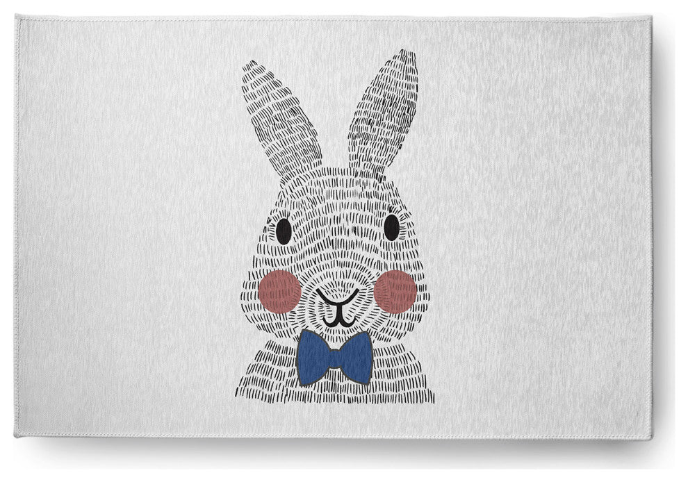 4' x 6' Bow-tie Bunny Easter Chenille Indoor/Outdoor Rug