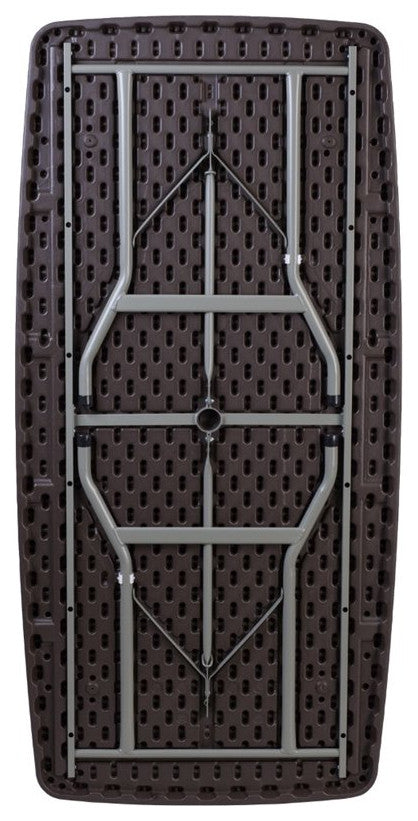 32.5''W x 67.5''L Brown Rattan Plastic Folding Table