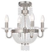 Convertible Mini Chandelier With Clear Crystals, Brushed Nickel
