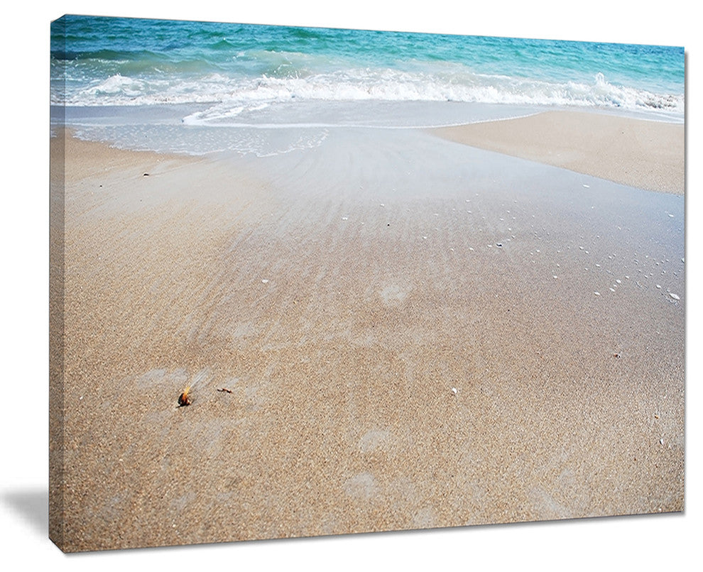 "Crystal Clear Sea Waves On Beach" Modern Beach Canvas Art Print, 40"x30"