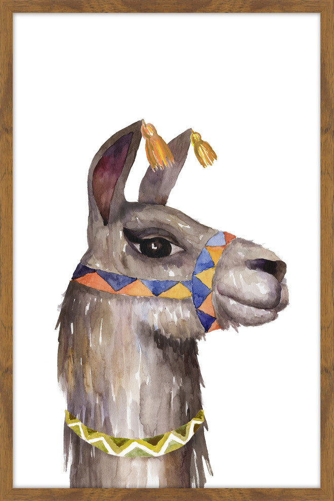 "Llama Party" Framed Painting Print, 16"x24"