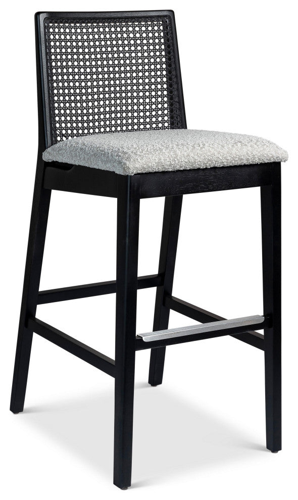 Modern Brazilian, Nardia, Cane Bar Stool, Ebano/Crafted Glaze
