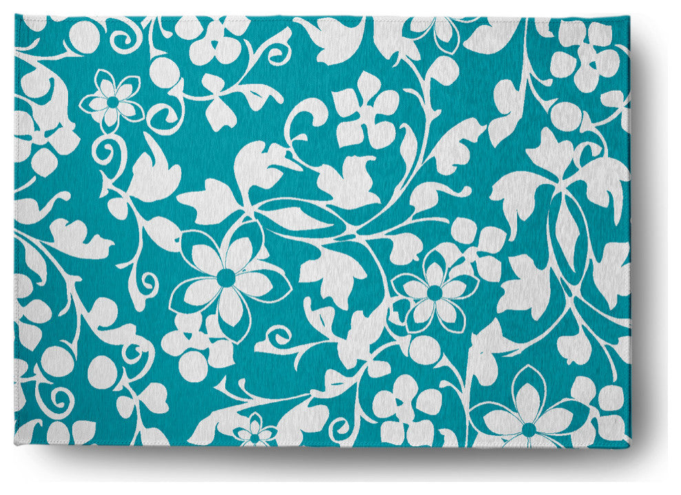 Evelyn Spring Chenille Rug, Turquoise, 5'x7'