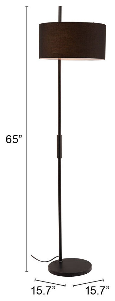 Floor Lamp Light, Steel Metal, Black, Kitchen Lounge Bistro Lobby Hospitality