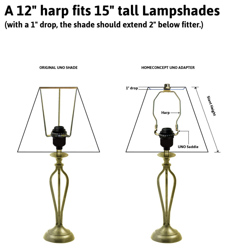 SLIP UNO Adapter Converts most 16" high Lamp  Shades to fit on SLIP UNO Lamp Bas
