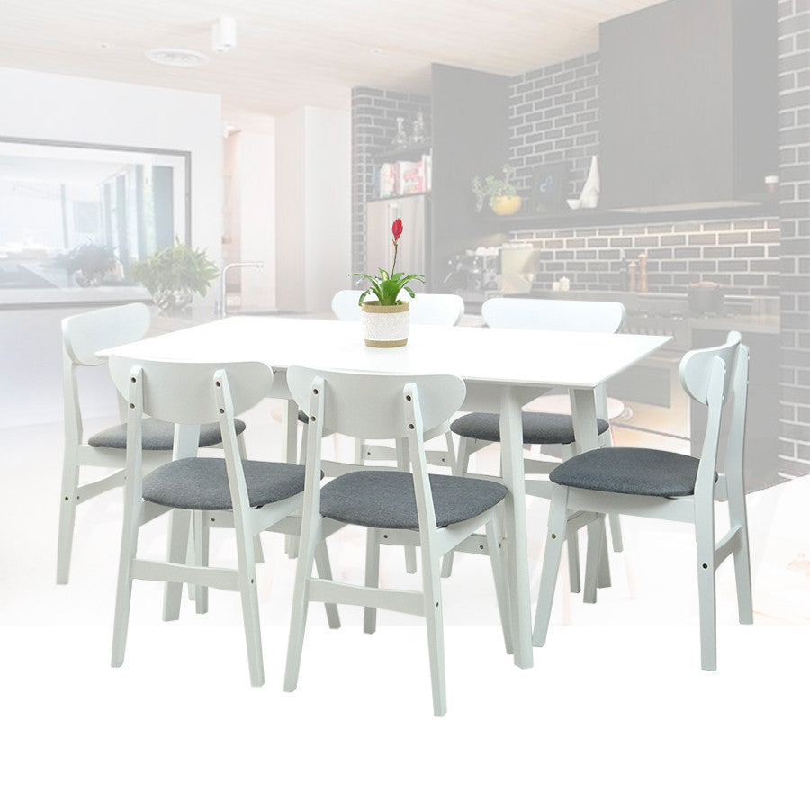 Extendable Rectangular Dining Room Table Modern Solid Wood, White