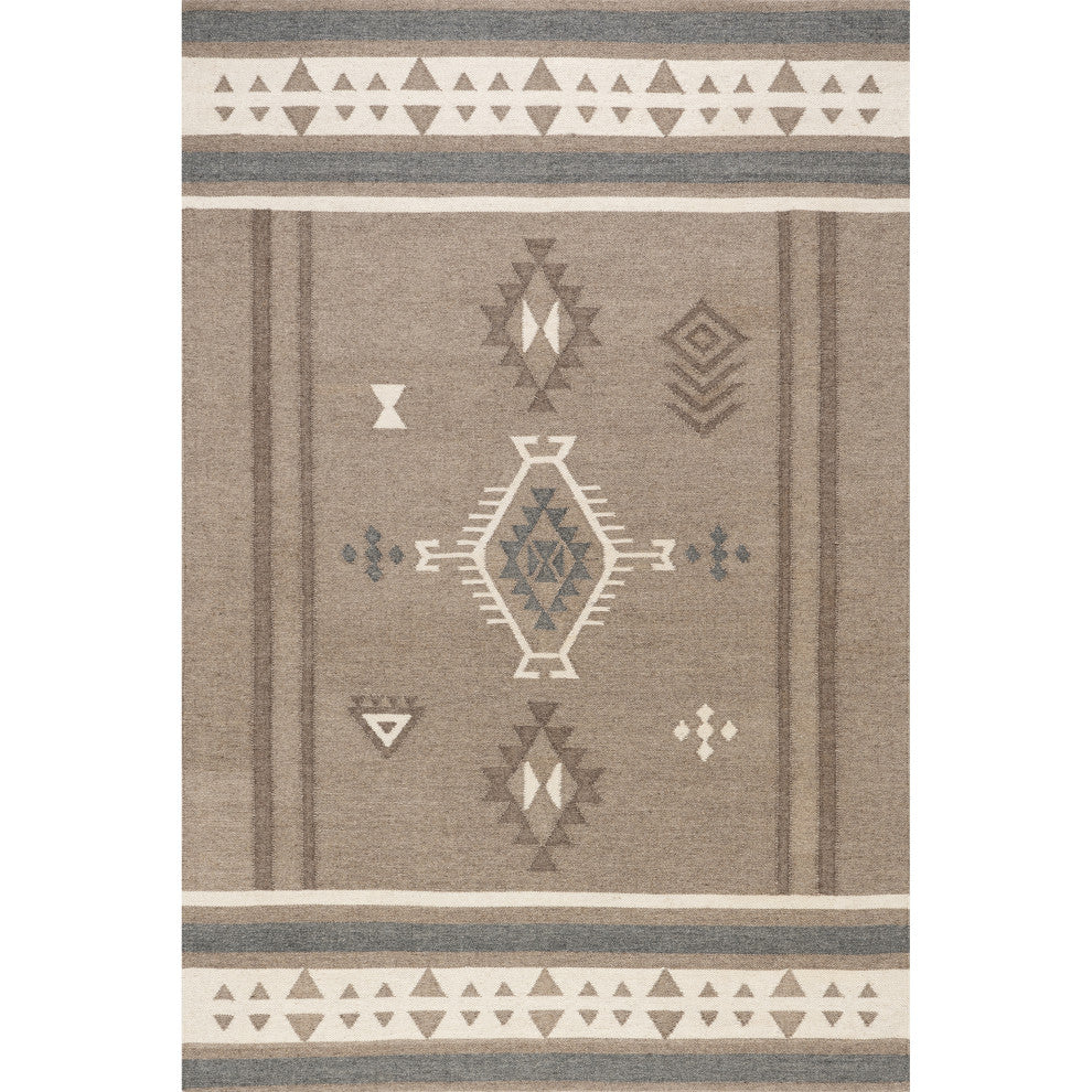 Westerly Southwestern Wool Blend Area Rug, Taupe 10' x 14'
