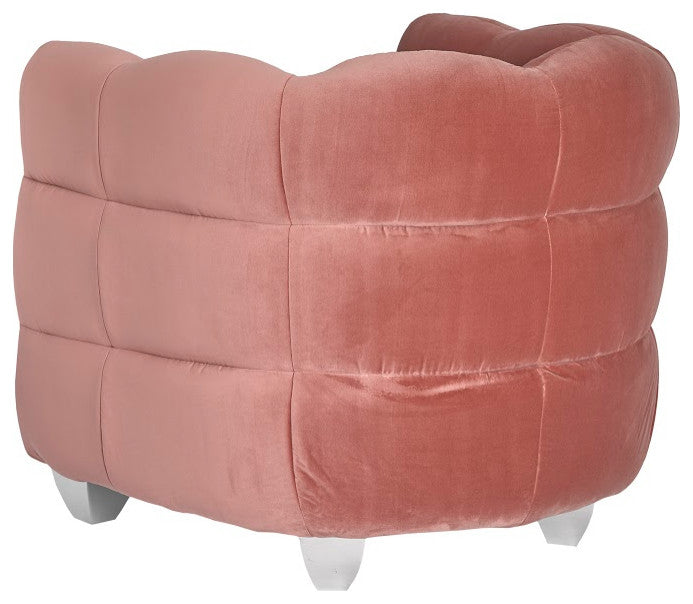 Cloud Club Chair, Stainless Steel Legs, Coral Pink