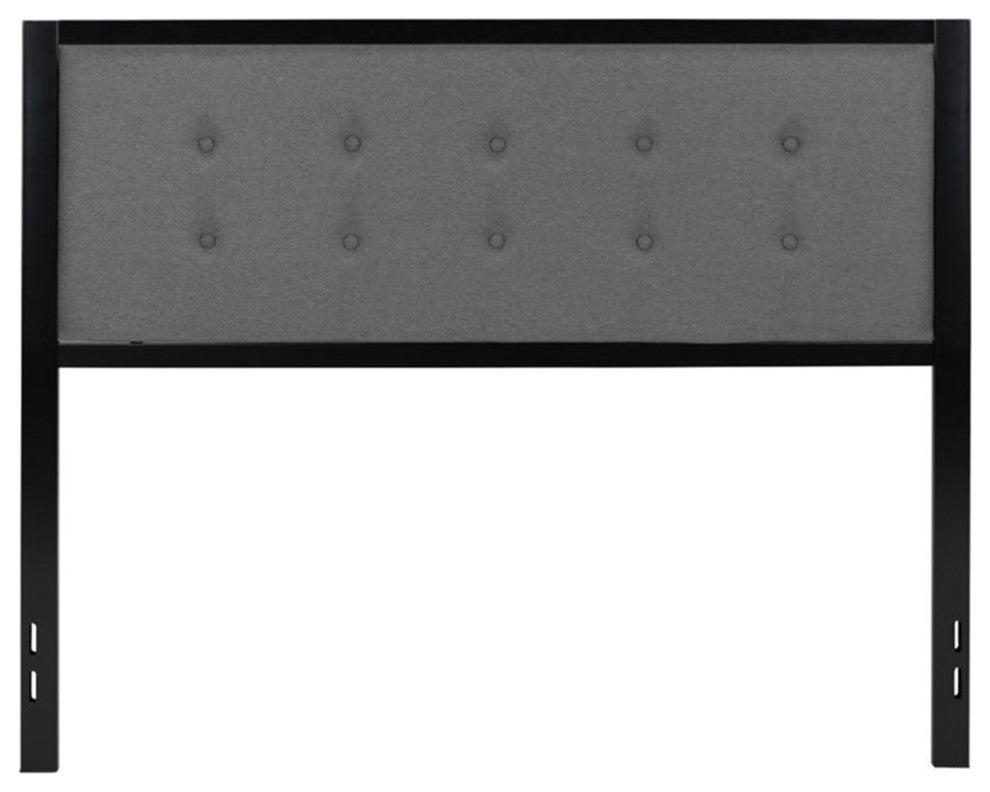 Bristol Metal Tufted Upholstered Headboard - Modern Headboard, Dark Gray, Queen