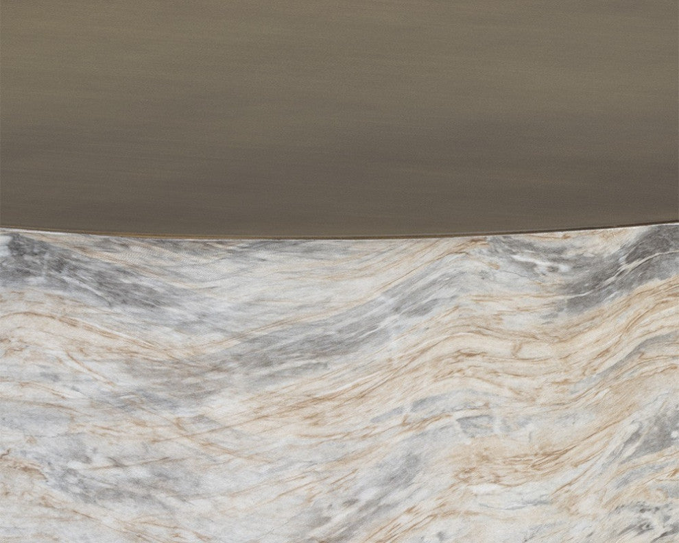 Diaz Coffee Table, Marble Look, Antique Brass