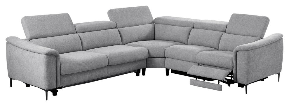 Divani Casa Coffman Modern Grey Fabric Sectional Sofa With Sofa Bed + Recliner