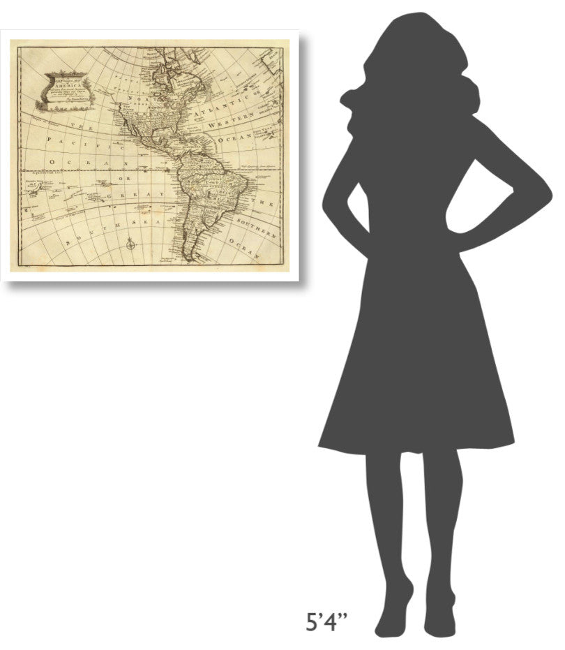 "America, 1747" Digital Paper Print by Emanuel Bowen, 32"x27"