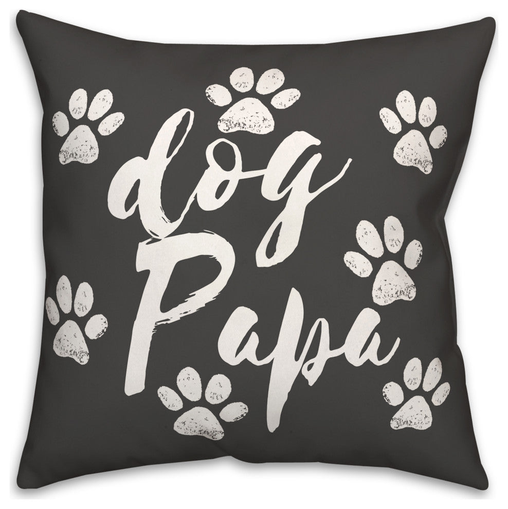 Dog Papa Paws 18x18 Spun Poly Pillow