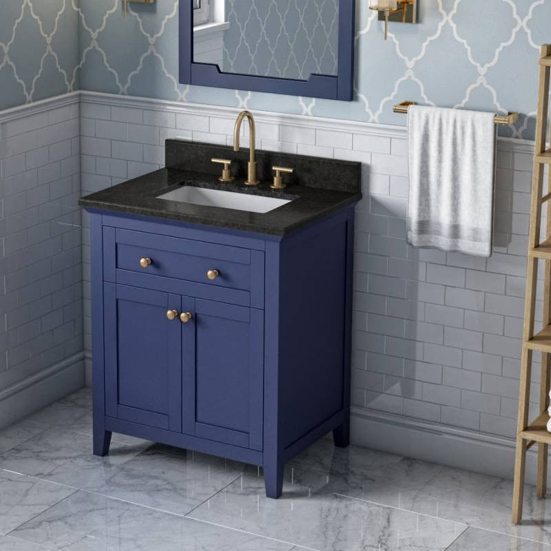 Chatham Traditional 30" Hale Blue Single Sink Vanity, Black Granite Vanity Top