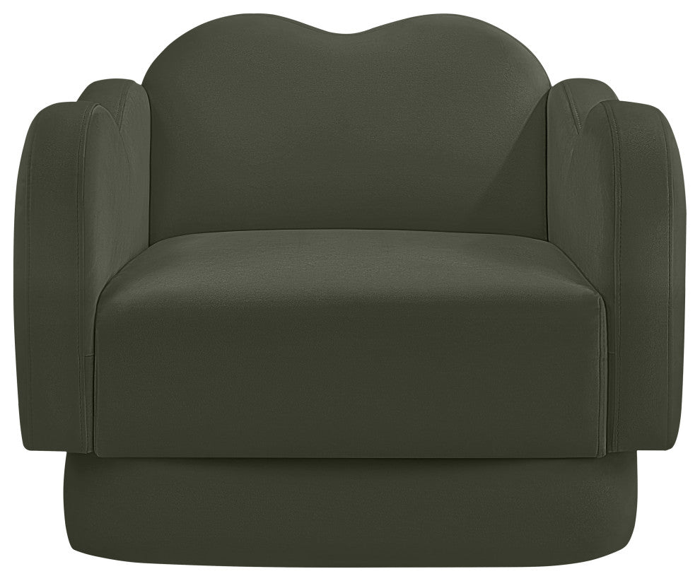Bloom Upholstered Chair, Green, Velvet