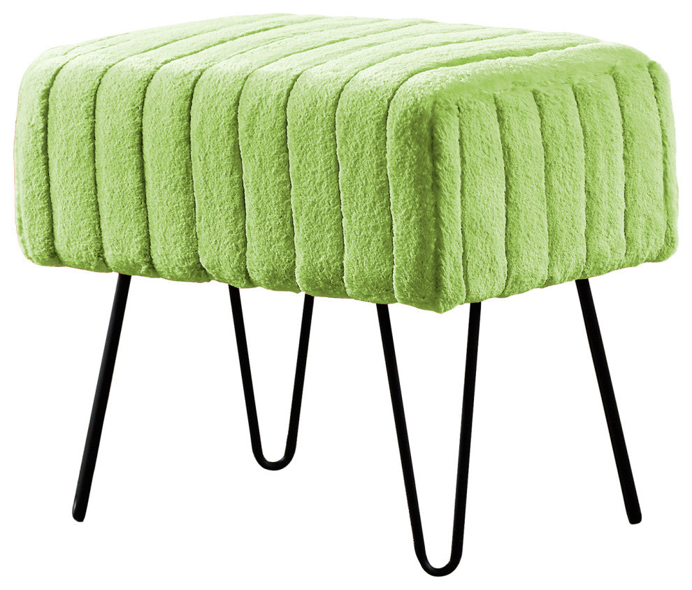 Serenta Super Mink Ottoman, Nile Green, 19''x13''x17''