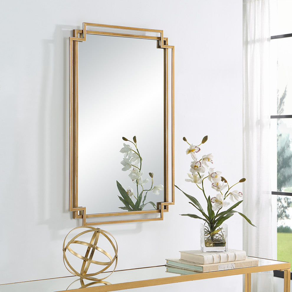 Traditional 22" x 34" Iron Gold Mirror