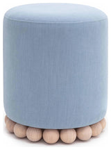 Dex Faded Blue Upcycled Fabric Ottoman