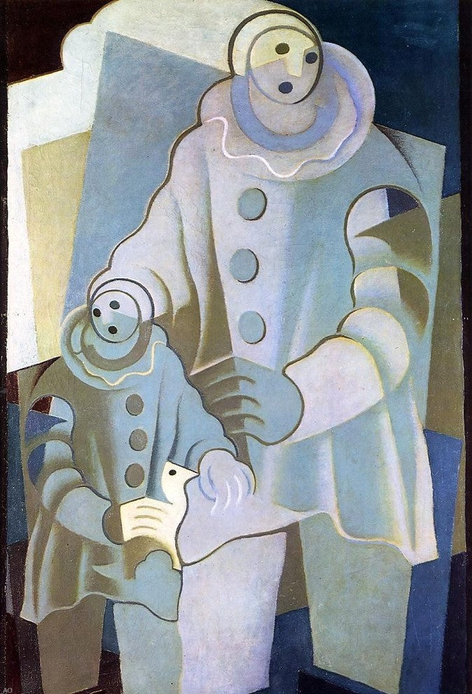 Juan Gris Two Pierrots, 18"x27" Wall Decal