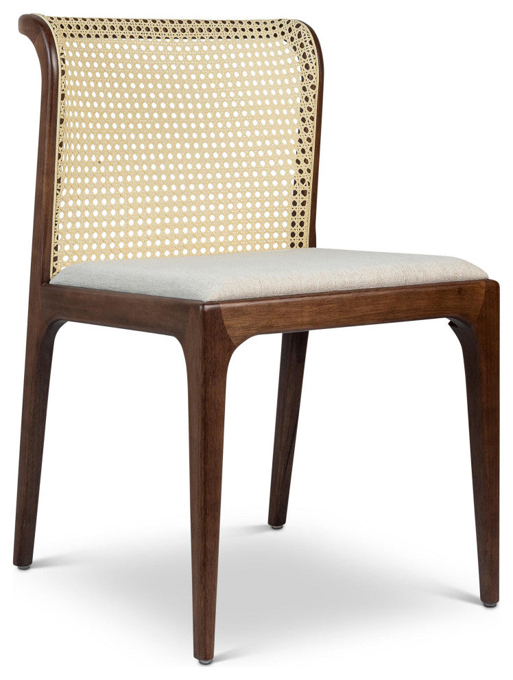 Modern Brazilian, Eloa, Cane Side Chair, Nogal/Natural/Medley Ivory