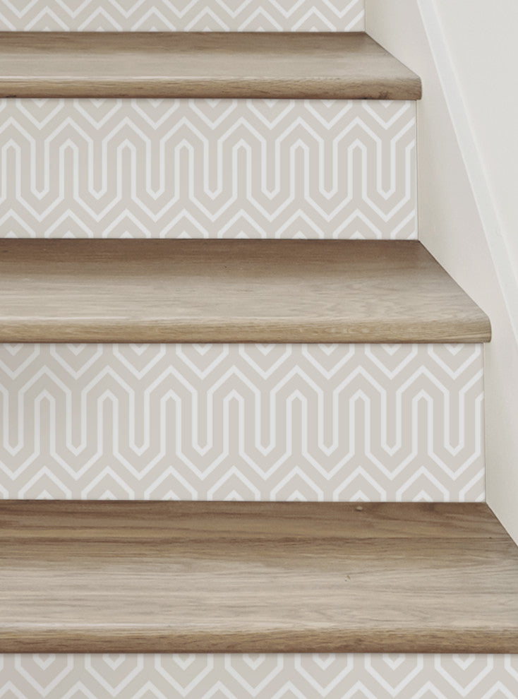 Wavelength Peel and Stick Stair Riser Strips, Beige, 48"w X 6"h, 6 Pack