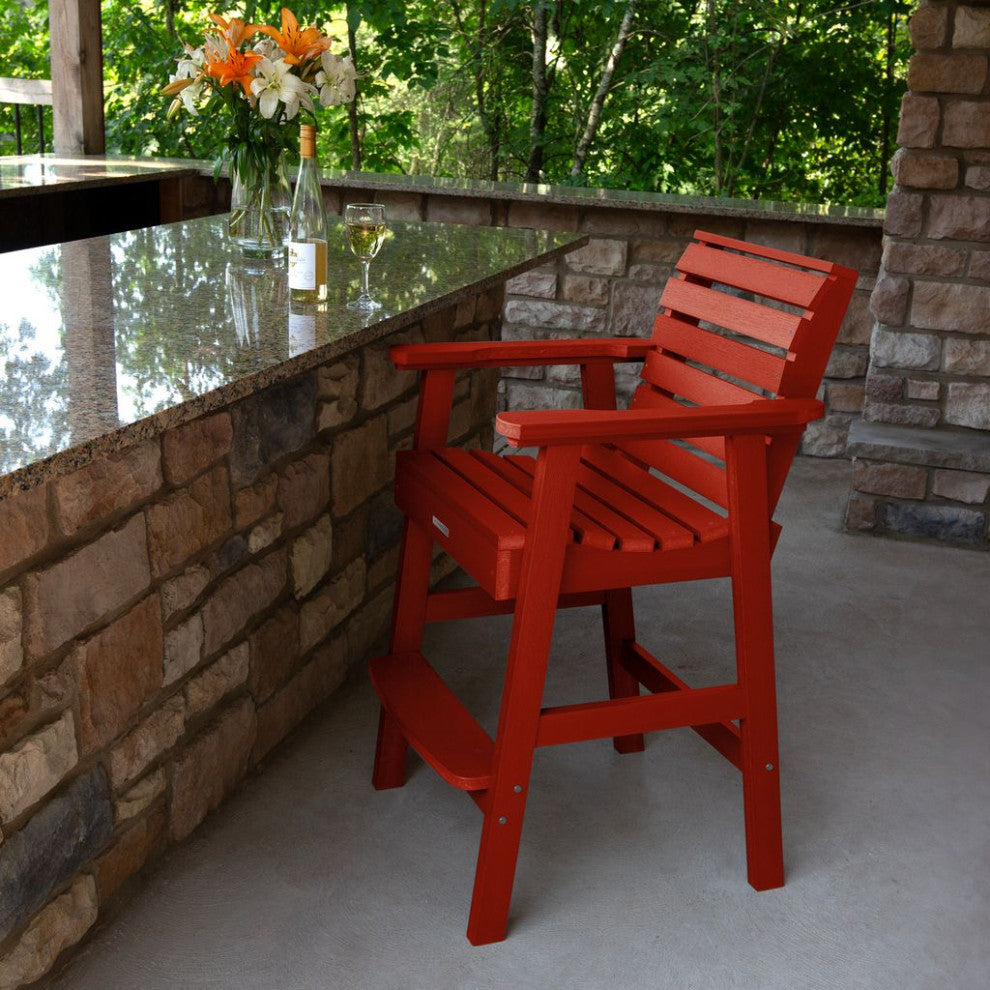 Weatherly Bar Height Armchair, Rustic Red