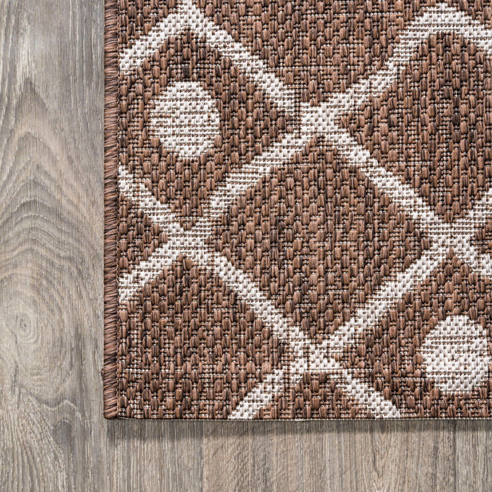 Nokat Tribal Bohemian Indoor/Outdoor Brown/Beige 2 ft. x 10 ft. Runner Rug