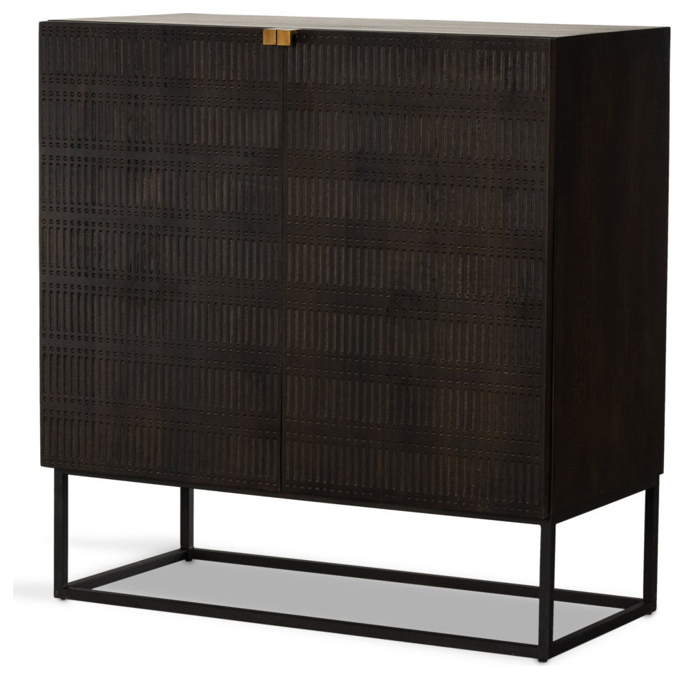 Kelby Bar Cabinet Carved Vintage Brown, Vintage Brown, Gunmetal