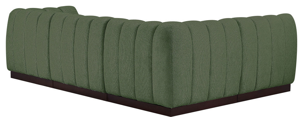 Quinn Chenille Upholstered 4-Piece L-Shaped Modular Sectional, Green