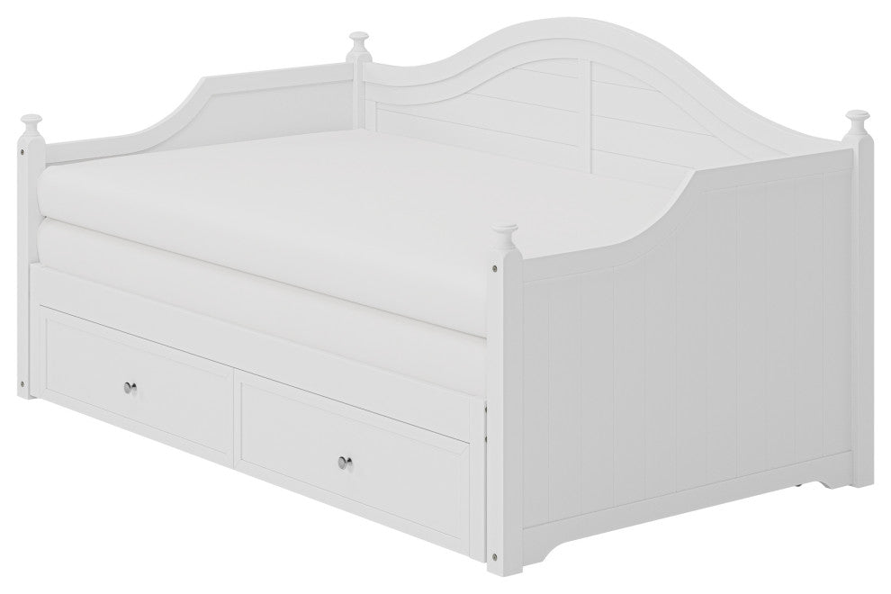 TATEUS Twin Size Wood Daybed with Extended Pop Up Trundle and Storage Drawers