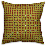 Pixel Floral Pattern, Mustard Yellow Throw Pillow Cover, 16"x16"