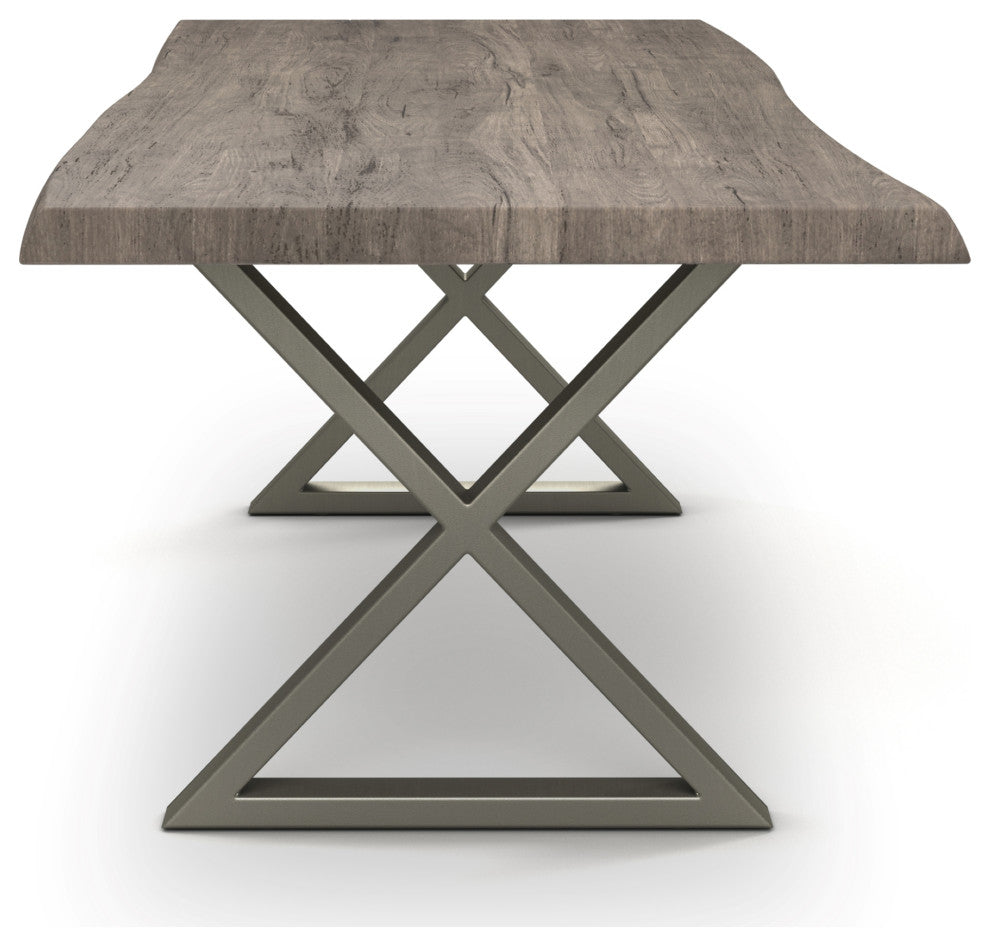 Brooks Dining Table, Sandblasted Gray, Pewter, 40"x92",X-Base