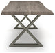 Brooks Dining Table, Sandblasted Gray, Pewter, 40"x92",X-Base