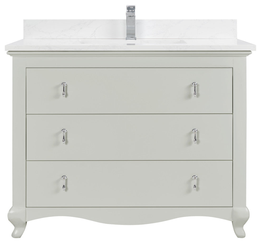 Legion Furniture WS2512 Series Bathroom Sink Vanity, Silver Strand, 42", Artificial Stone Top, Single Sink