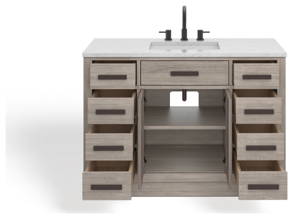 The Cyrus Bathroom Vanity, Gray Oak, 48", Single Sink, Freestanding