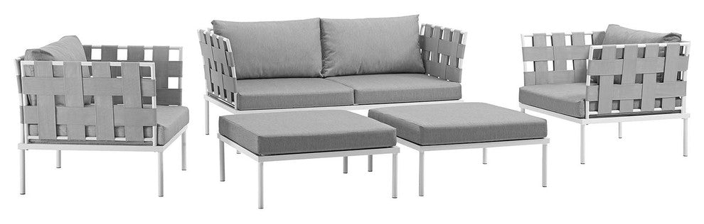 Harmony 5-Piece Outdoor Patio Aluminum Sectional Sofa Set